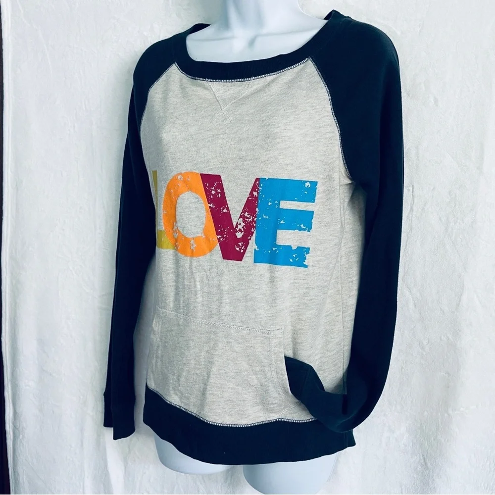 LOVE Graphic Lettering Raglan Long Sleeve Sweatshirt